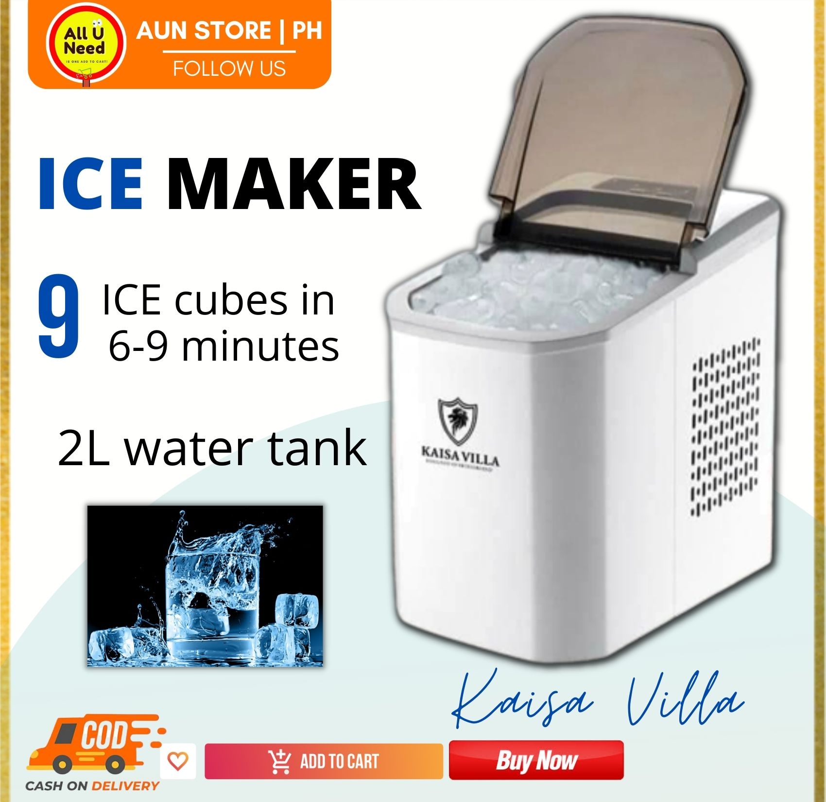 Kaisa Villa Ice Maker Machine, Portable Ice Maker Machine, Home use