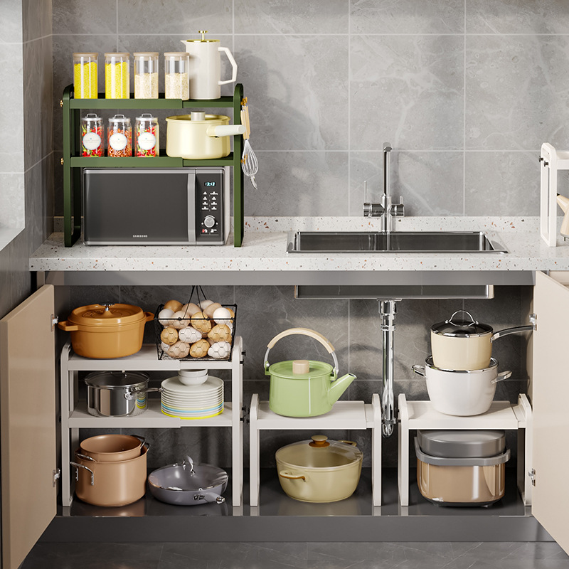 NFA Kitchen storage rack Multi-layer storage rack Microwave oven pot rack POTS and pans Condiment cabinets Layered shelves Cooktop sink