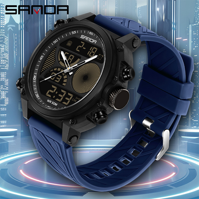 SANDA Multi Display Multi Function Watch Dial Visualization Design Trendy Waterproof Men's Watch SD6236. 