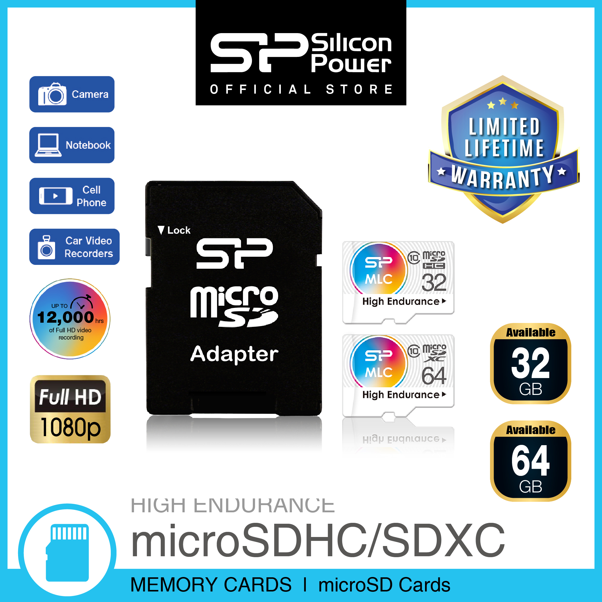 Silicon Power High Endurance micro SDHC / SDXC for Dash Cam, CAR GPS Recording Systems ( MLC NAND Flash ) , 32GB 64GB | Lazada Singapore