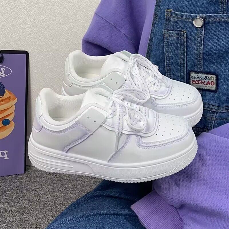 Thick soled women's 2023 spring new casual sports board shoes ins white shoes