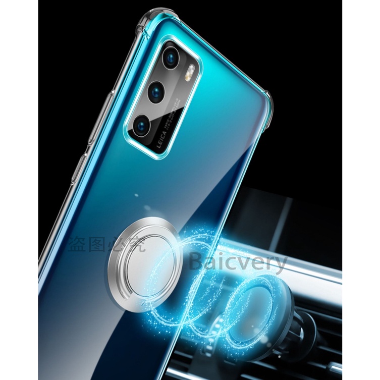 infinix Note 30 Shock Proof Caseing for infinix Note 30 Pro 4G /  Note 30 4G / Note 30 5G Finger Magnetic Ring Casing Clear Silicone TPU Cover Cases