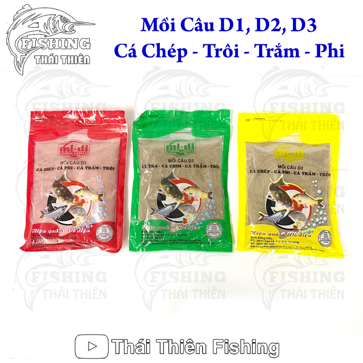 Mồi Câu D1, D2, D3 Cá Chép, Rô Phi, Trắm, Trôi, Tra, Trê, Chim