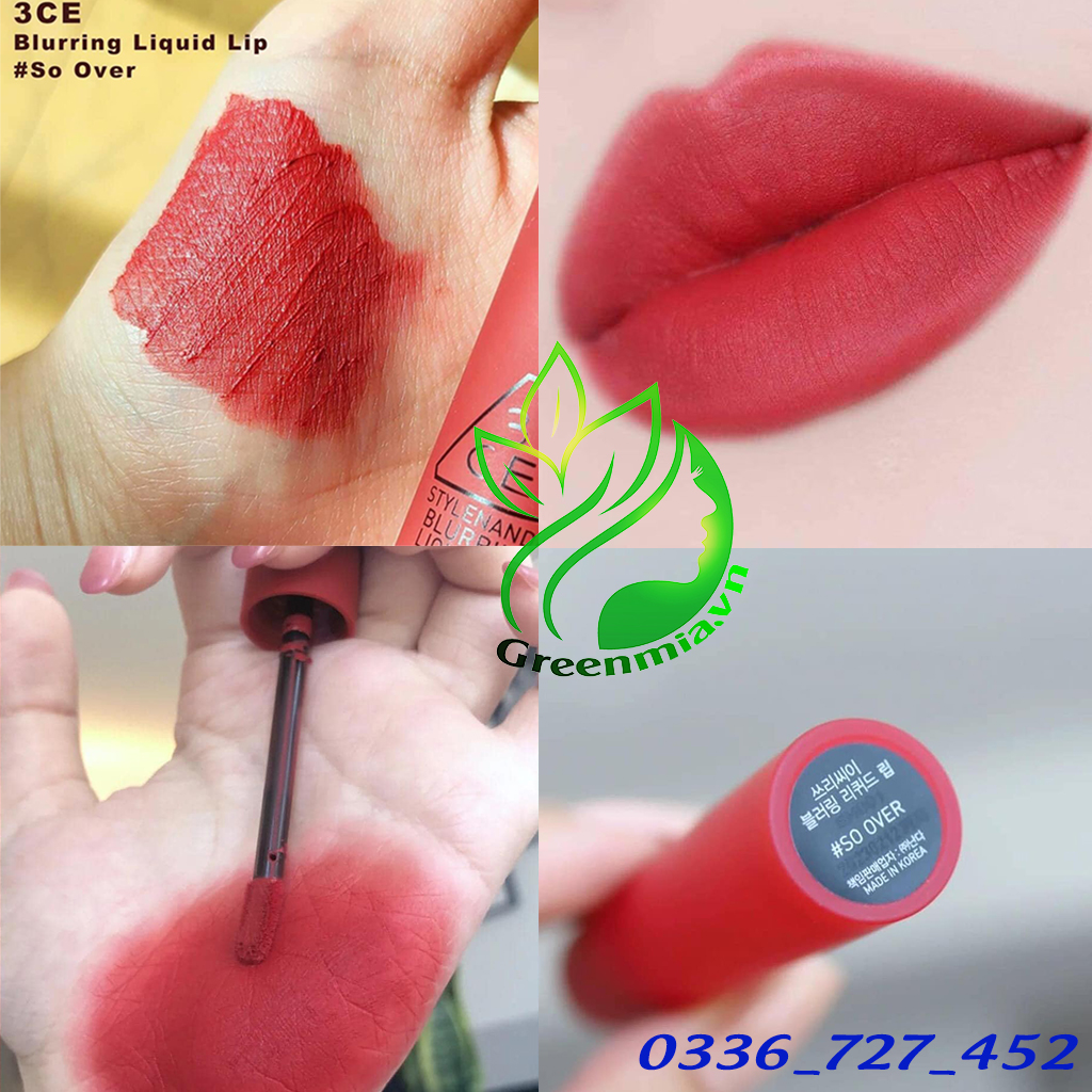Son Kem Lì 3CE Blurring Liquid Lip So Over Màu Hồng Pha Đỏ [CHÍNH HÃNG CHECK HIDDEN TAG]