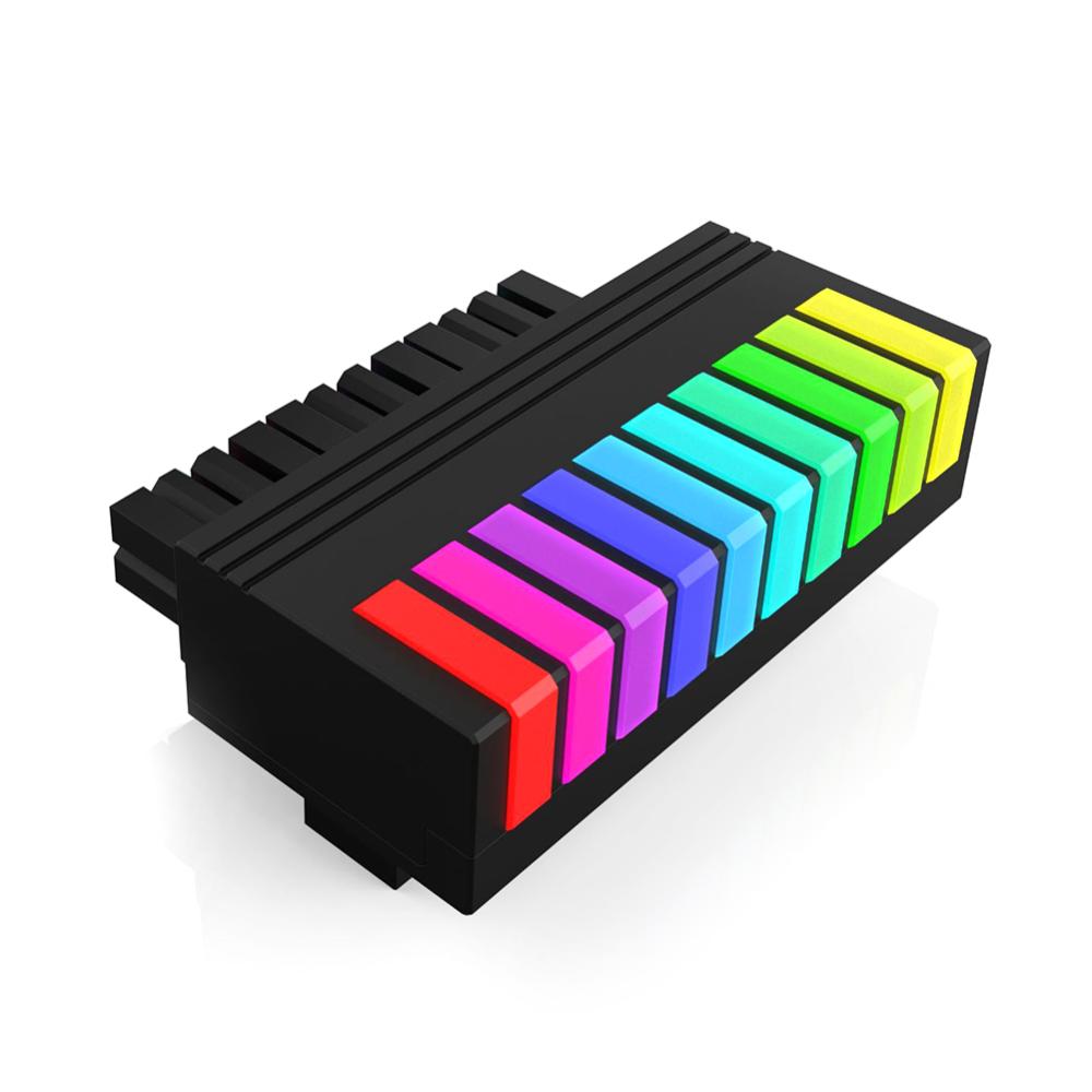 Atx 24pin 90 degree power plug adapter 9 led power supply cable connectors 5v 3 pin argb diy for motherboard desktops pc
