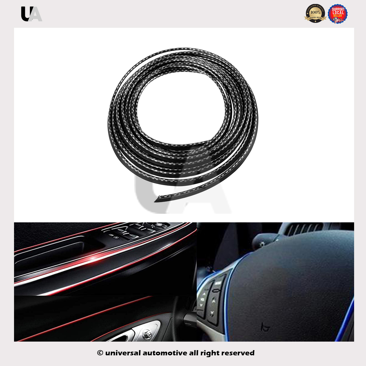 3 Meter Car Interior Gap Chrome Strip Trim Grid Sticker Lining Stripe