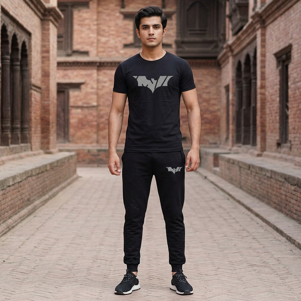Black Batman printed summer tracksuit for men round neck half sleeves tshirt&trouser for men& boys best article of summer collection