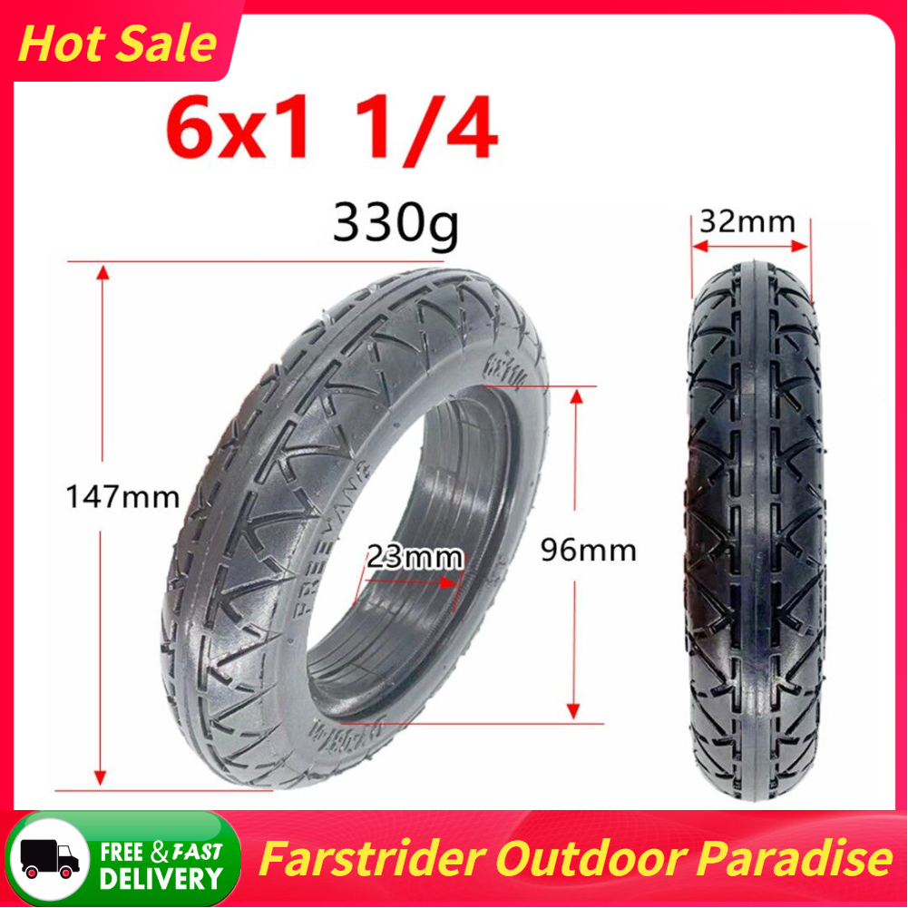 Electric Scooter Tires Solid Tire 6X1 1/4 Black Outer Diameter 147mm