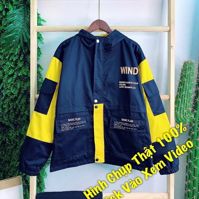 Áo khoác kaki túi hộp nam nữ 2 lớp in WIND dày dặn thời trang