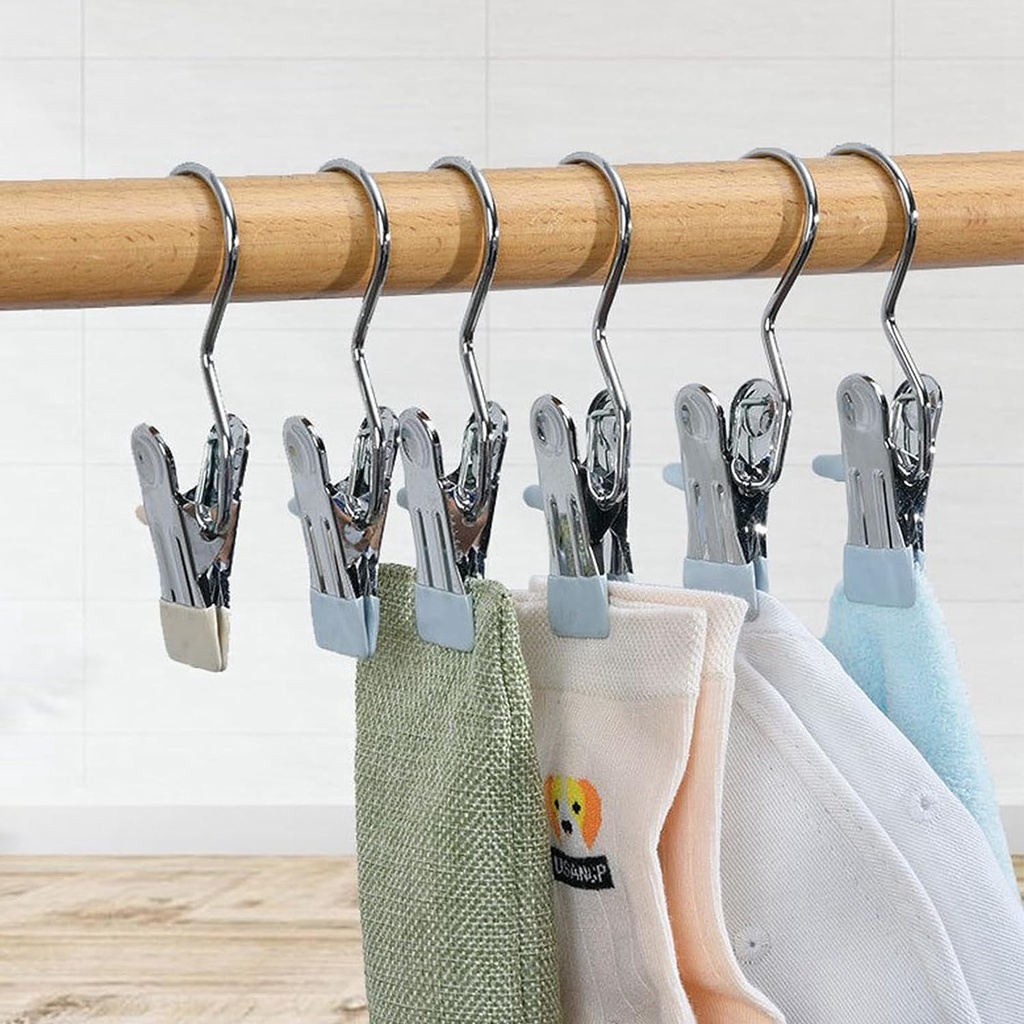 10pcs Stainless Steel Laundry Hooks Boot Clips Portable Hanging Pins Heavy Duty Closet Organizer Hangers Home Travel Hangers
