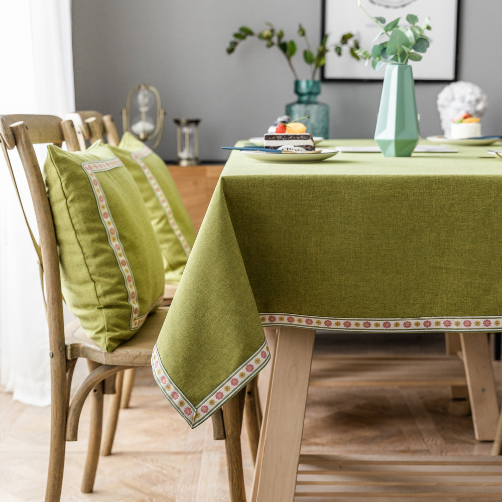 INS Simple Solid Color Waterproof Tablecloth Nordic Style Red New Year Christmas Tablecloth 130*300cm 4/6/8 Seats Rectangular Tablecloth Table Imitation Cotton Linen Home Appliance Sofa Coffee Table Dustproof Cover Cloth Table Cloths for Parties