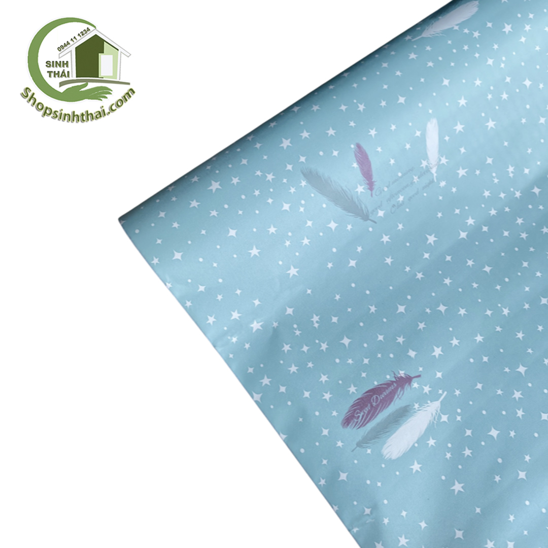 Cuộn giấy dán tường decal màu xanh dương ngôi sao có lông vũ