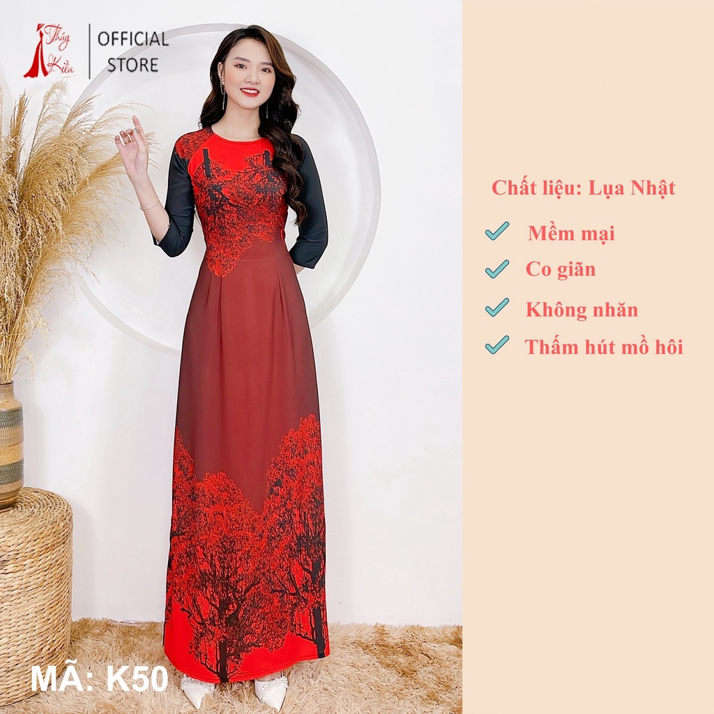 Các mẫu áo dài truyền thống vải lụa nhật in 3d ảnh thật tự chụp k25 k88 k150 k50 áo dài thuý kiều hàng may sẵn