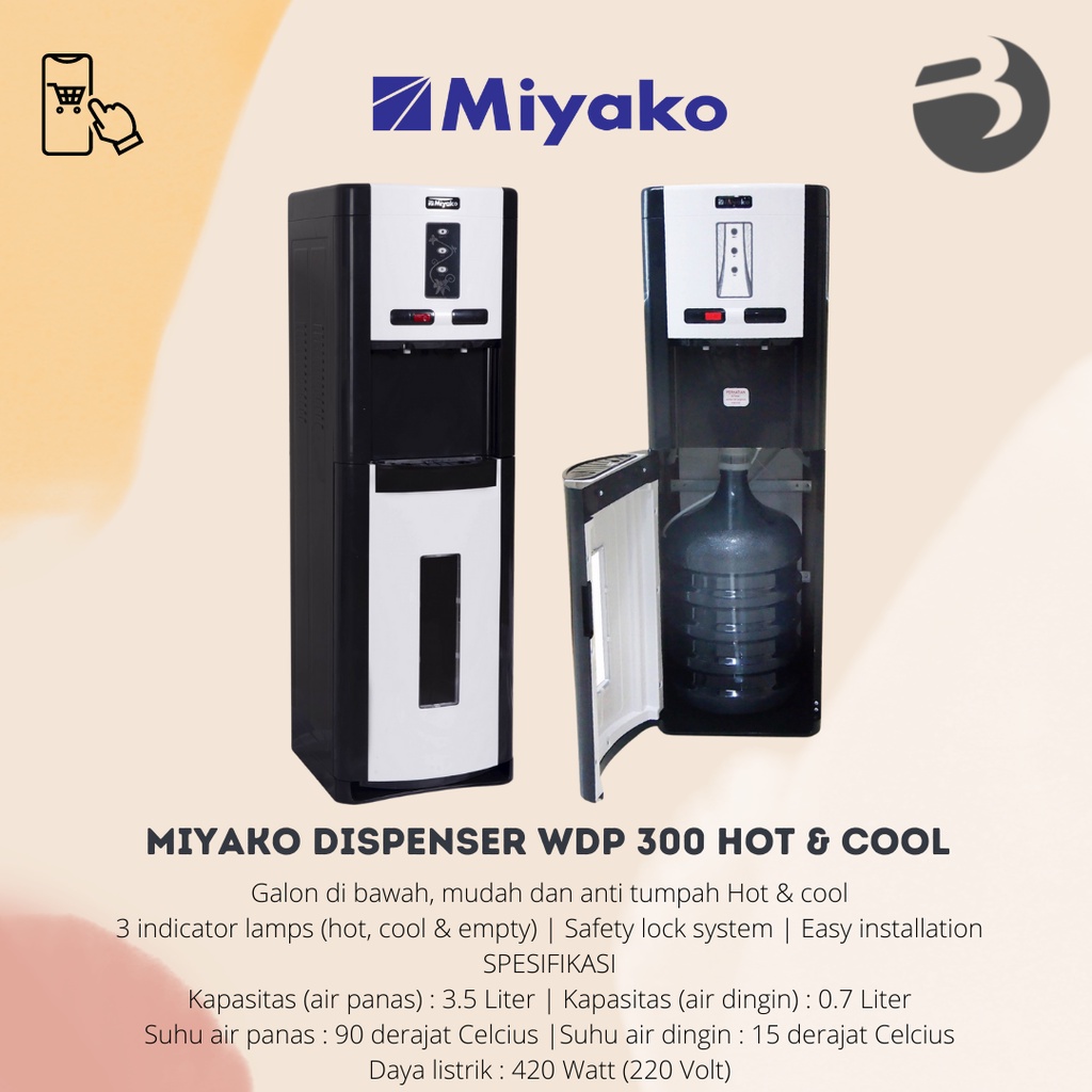 Miyako Dispenser Galon bawah WDP 300 HOT COOL Kirim Produk Luar