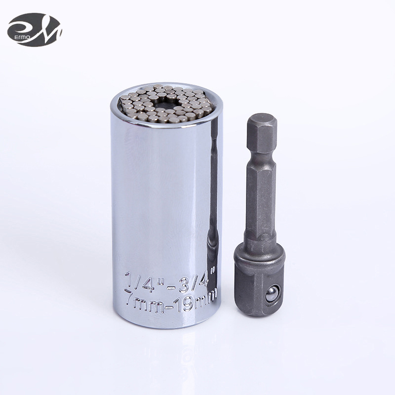 ERMO 🔧Bộ đầu khẩu vặn ôc 7_19mm siêu tiện lợi lắp máy khoan Đa năng tay Áo đa chức năng Ratchet 7-19 bộ ba món 3/8 thanh nới rộng hợp kim luofan thép ma thuật vỏ bọc vô lăng