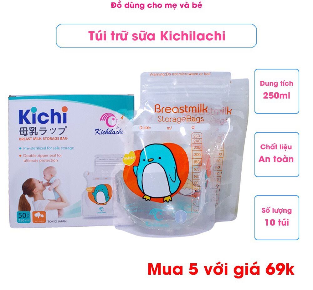 Túi trữ sữa kichi 250ml chính hãng cho mẹ và bé  50 túi - ảnh sản phẩm 1