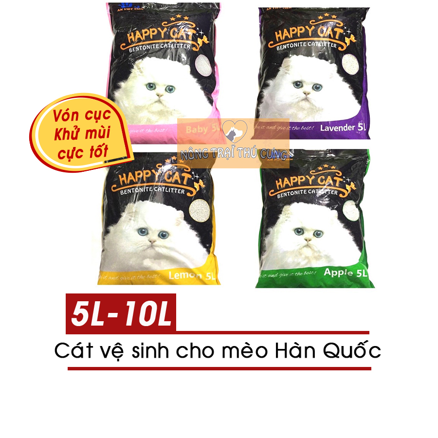 Cát Vệ Sinh Cho Mèo HAPPYCAT Hàn Quốc 10L - Đủ Mùi - Nông Trại Thú Cưng