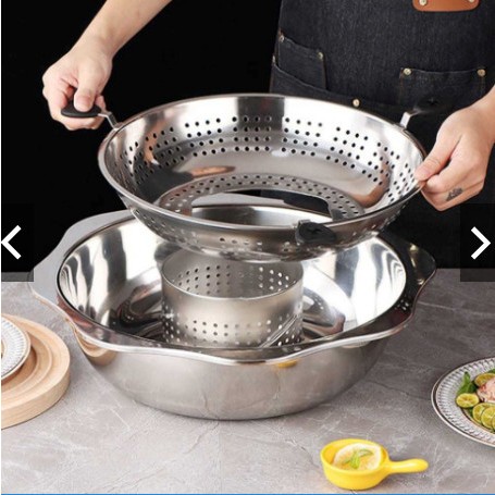 [Rẻ vô địch] Nồi lẩu xoay inox dùng được cả bếp từ