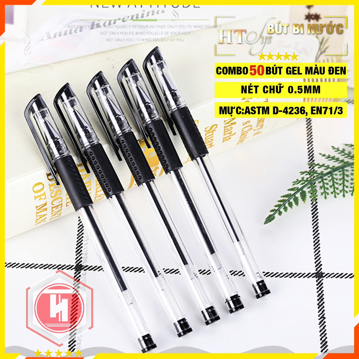 SET 10 bút bi mực nước màu xanh, đen
