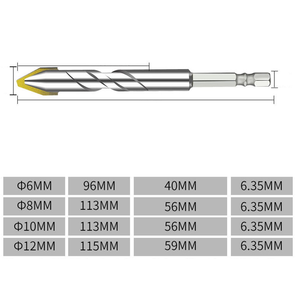 Toolstar 1Pcs Ceramic Tile Glass Triangular Drill Bit 6/8/10/12mm For Concrete Plastic Soft Metal