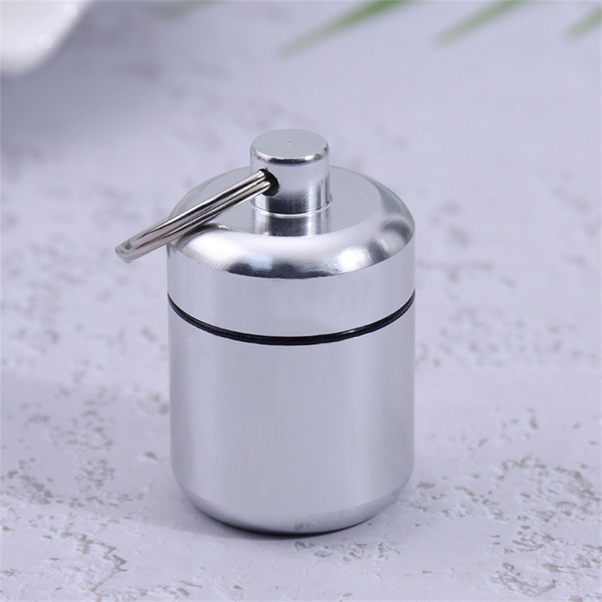 Mini Waterproof Metal Alloy Pill Box Case Bottle Cache Dr-ug Holder Container Keychain Medicine Box He-alth Care For Travel