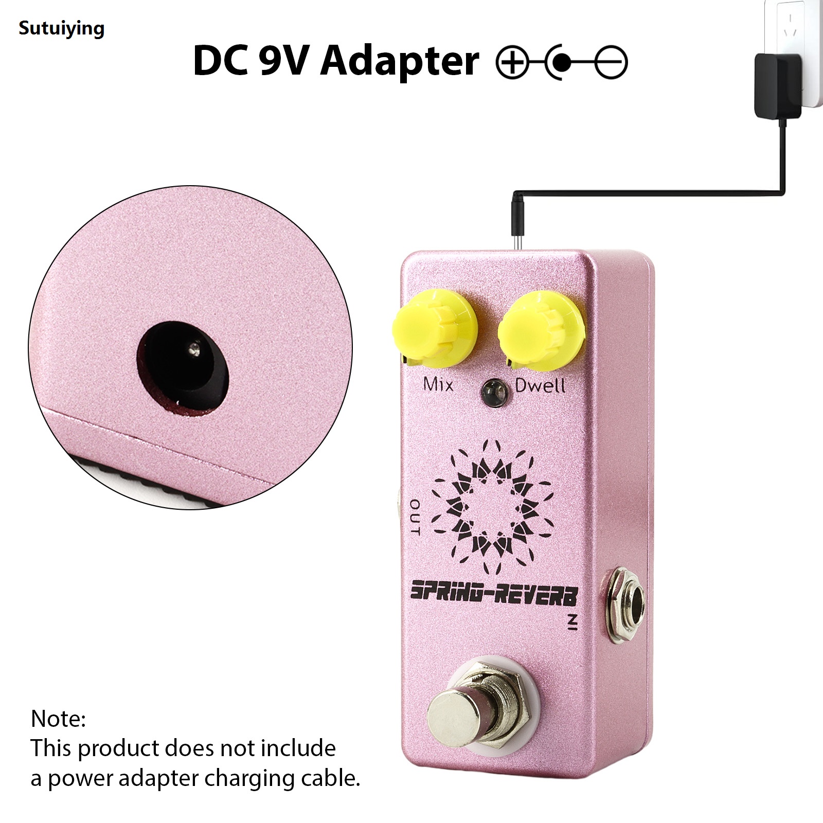 Sutuiying Guitar Spring Rever Pedal Electric Guitar Effects Pedal True 【2025 Version】 Bypass DC 9V 6.35mm Input/Output Interface MIX/DWELL 2 Knobs. 