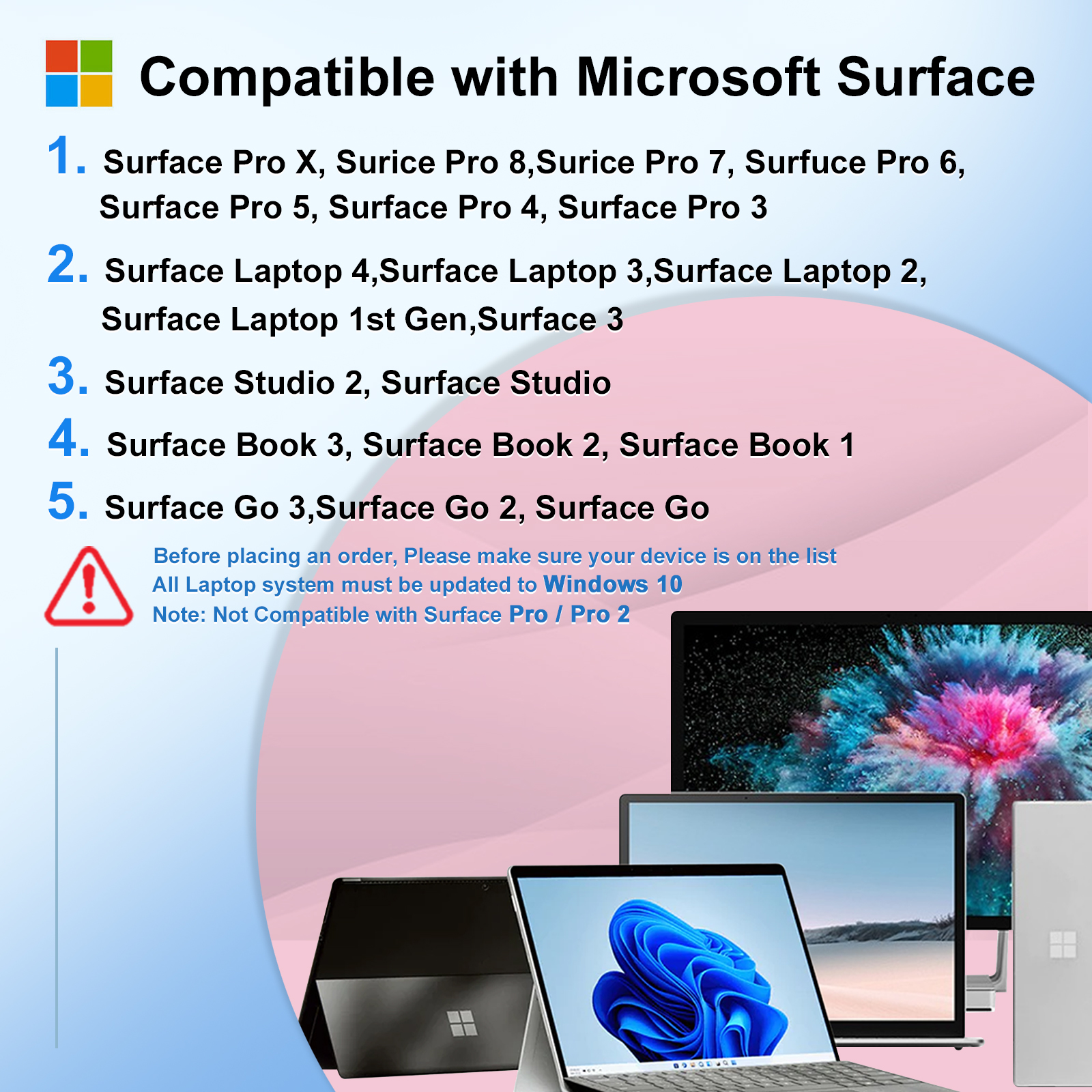 Stylus Pen for Microsoft Surface Pro X/9/8/7/6/5/4/3/Book 2/Laptop 5 4 3 2/Studio/MicrSurface 3/go 2 3 Magnetic Palm Rejection. 
