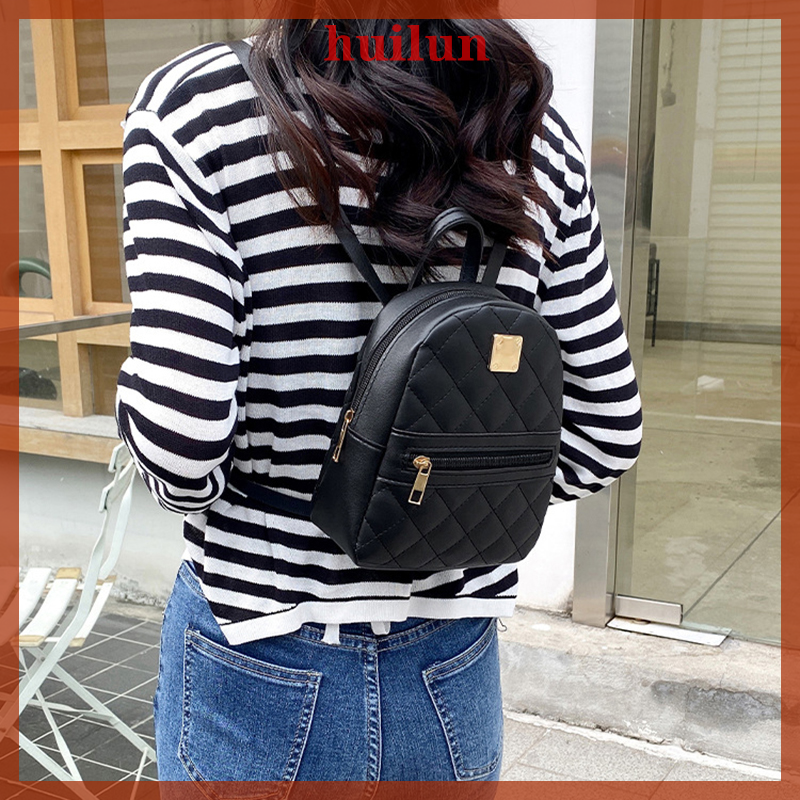 huilun Pu Leather Mini Women Backpack Multi Function Pack School Backpack Shoulder Bags Small Ladies Casual Daypack Rucksack