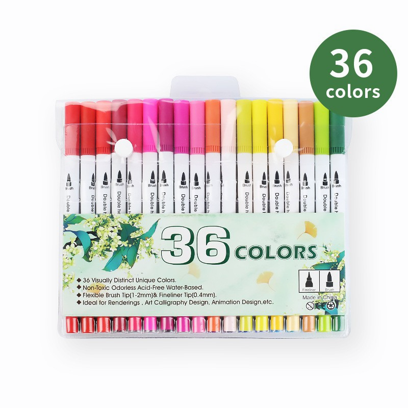 HIGHTUNE 12/24/36/48/60/80/100 Colors Watercolor Brush Pen Dual Tip ...