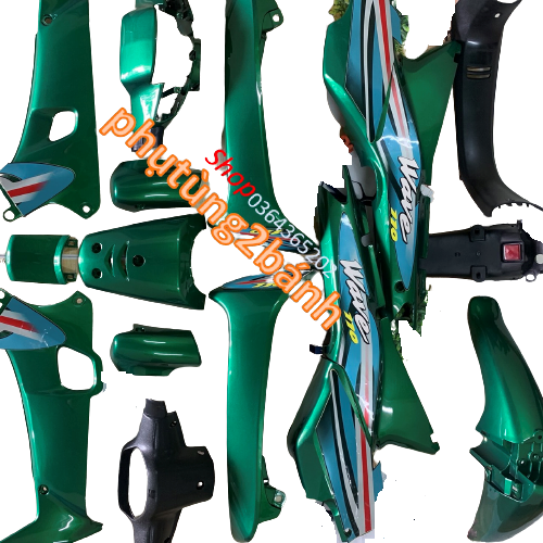 Bộ Dàn áo xe Wave thái 1 bóng  - Wave alpha -wave nhỏ 110 -wave ZX màu Xanh Ken ( Tặng Tem ) -nhựa nguyên sinh LOẠI ĐẸP