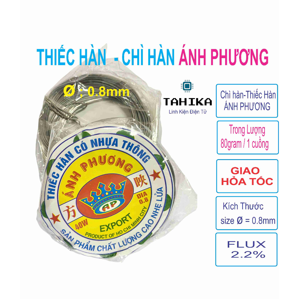 Chì hàn ánh phương cuộn 80gr 0.8mm - linh kiện điện tử tahika
