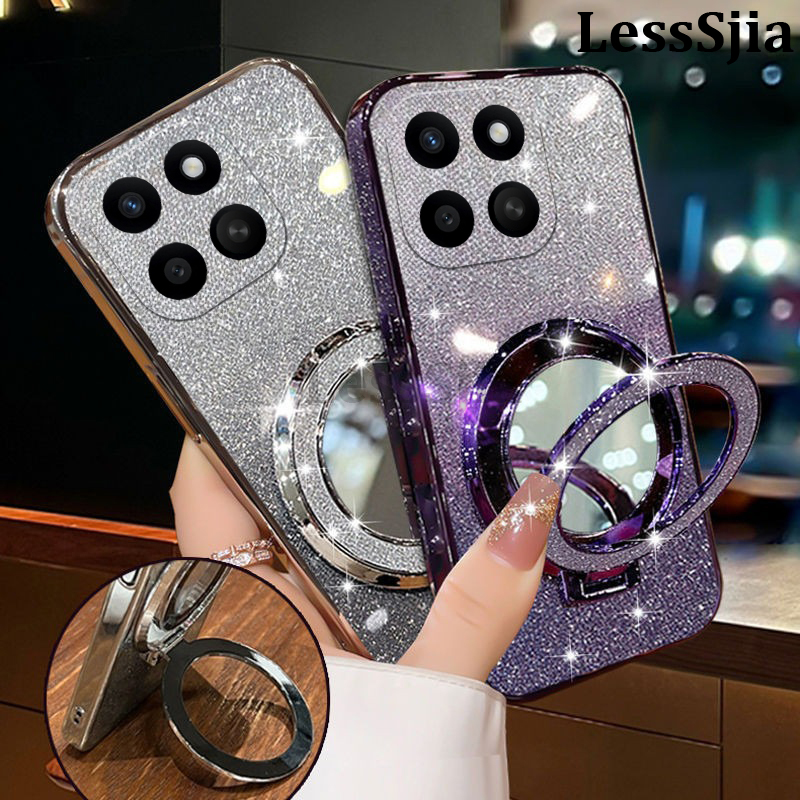 Phone%20cover%20Honor%20X6C%20Back%20case%20with%20Makeup%20Mirror%20Holder%20Stand%20Luxury%20Shiny%20Gradient%20Plating%20Glitter%20Slim%20for%20Honor%20X6C%20Phone%20cases%20-%20Image%202