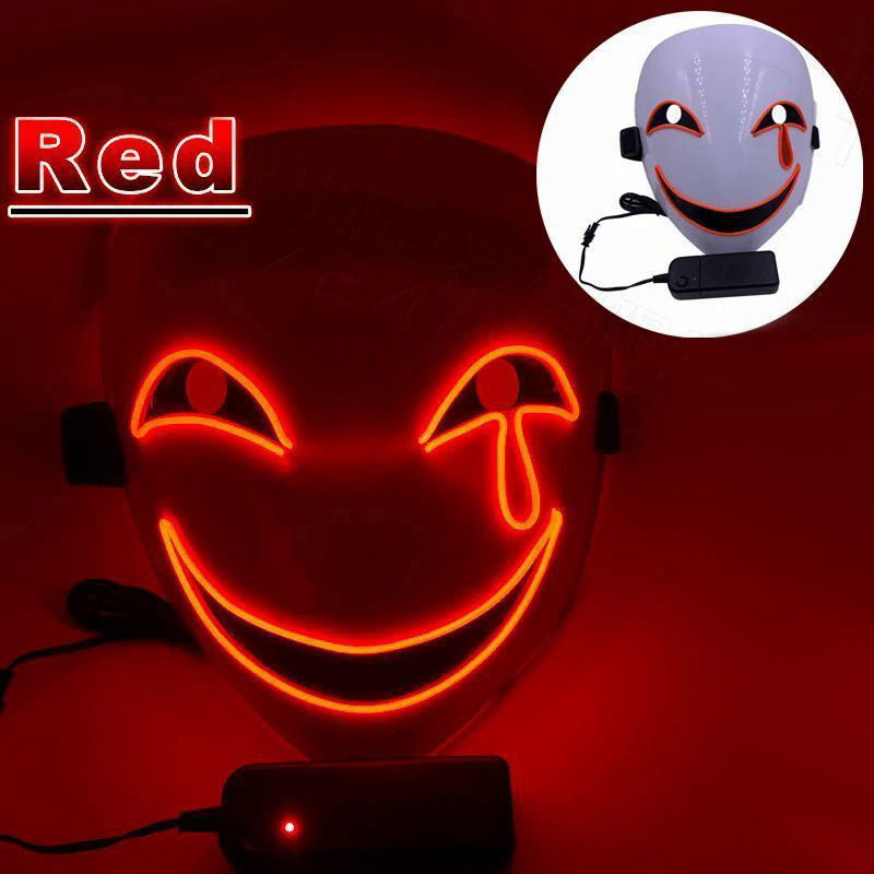 New Creative LED Halloween Clown Glow Mask White Green Blue Red Crying Smile Clown.