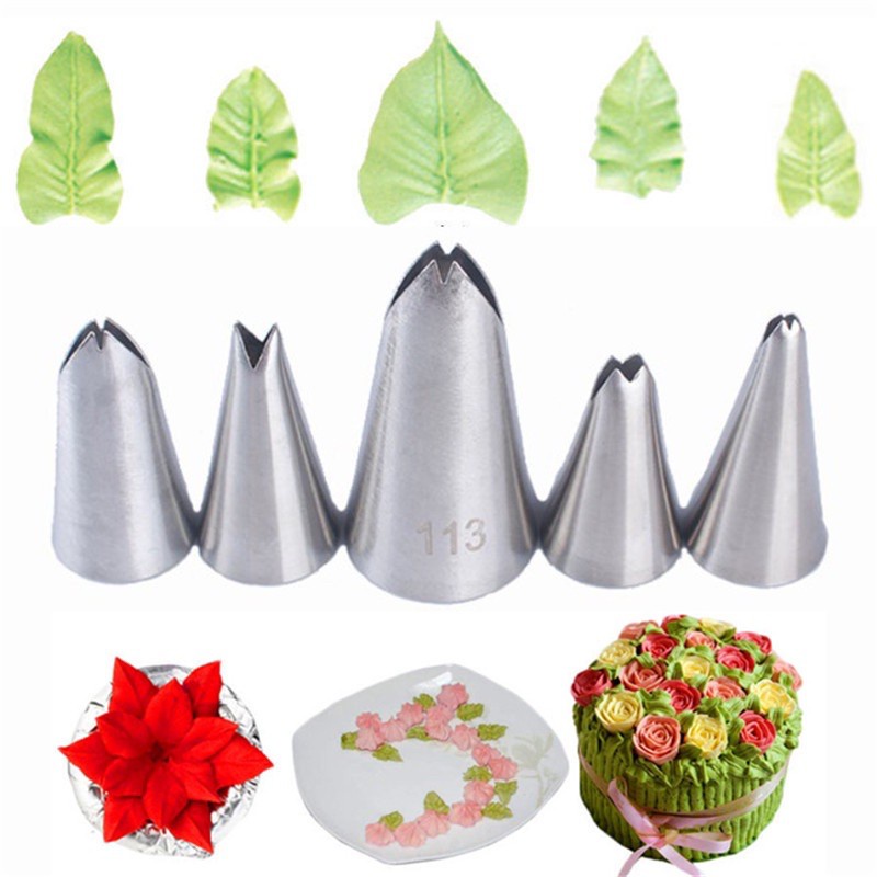 Bộ 5 Đuôi Bắt Bông Kem Hình Chiếc Lá