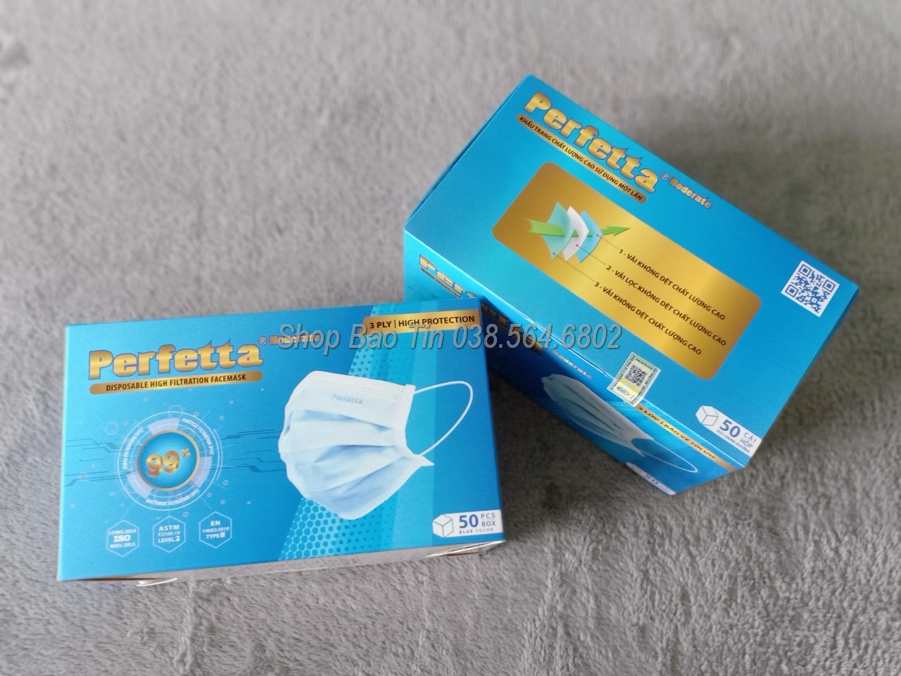 Khẩu trang y tế Perfetta moderate màu xanh