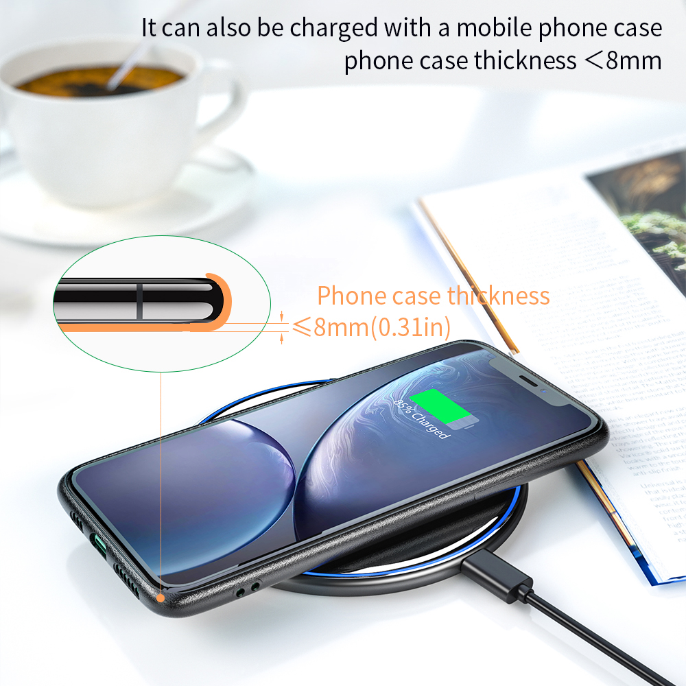 Đế sạc nhanh không dây Essager 15W Qi sạc không dây dùng cho iPhone 12 11 Pro X XR XS Max 8 xiaomi mi 10t pro Huawei Samsung S20 kèm cáp Type-C 1m giá tốt - INTL