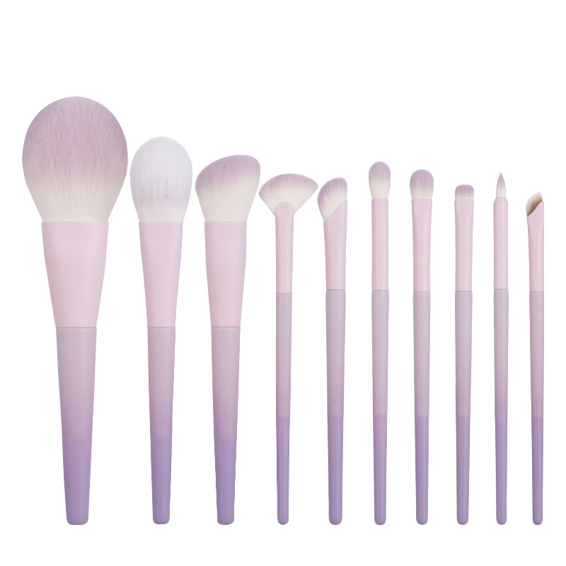 10Pcs Purple Makeup Brush Set Soft Hair Artificial Fiber Brush Portable Professional Makeup Brush Set with Bag Blush Brush Eyeshadow Brush Eyeliner Brush for Beginners Makeup Tools