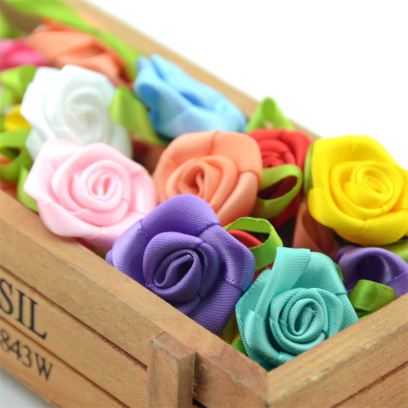 20pcs 3cm Satin Ribbon Artificial Silk Rose Flower Heads For Wedding ...