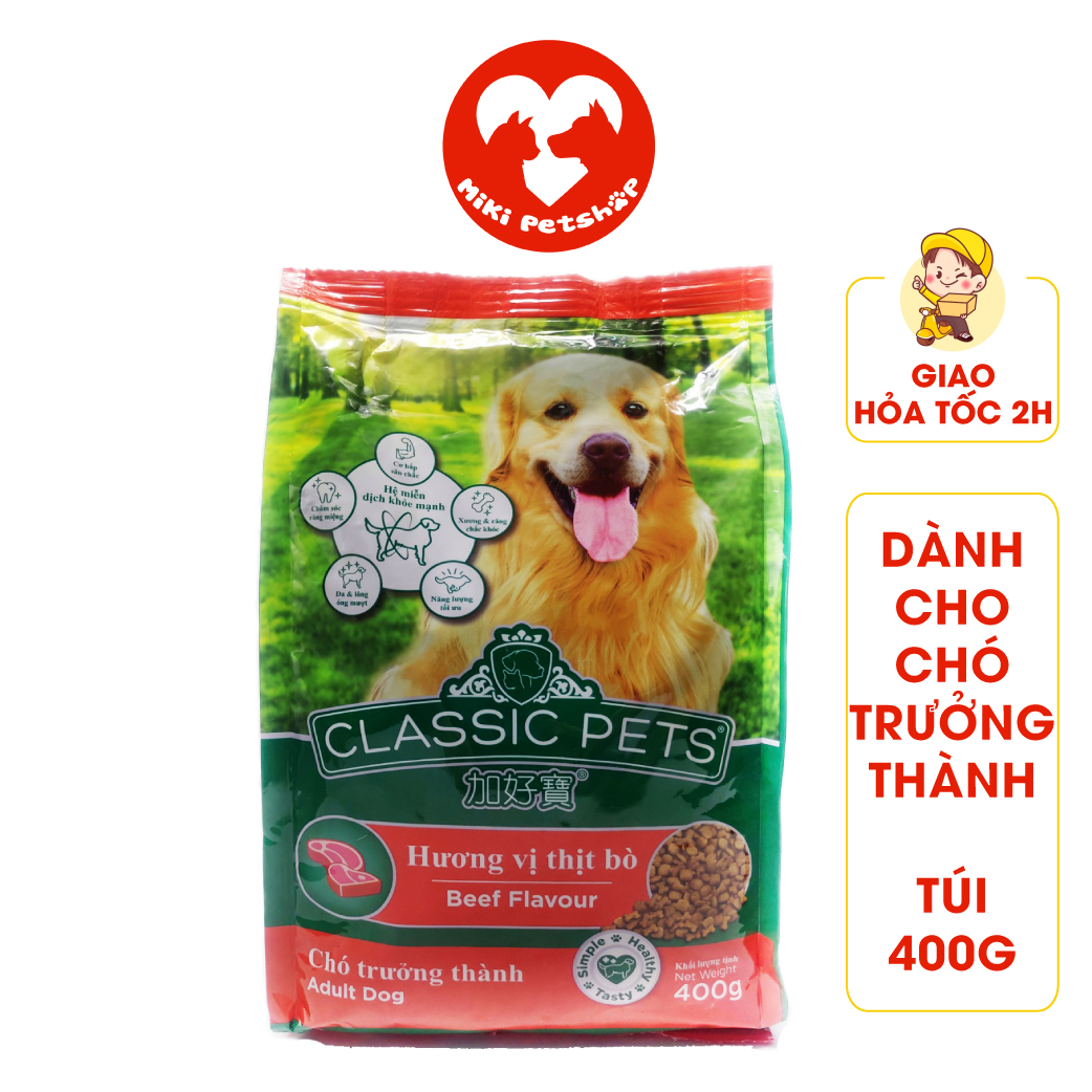 Thức Ăn Hạt Cho Chó Classic Pets 400g Vị Bò Cho Chó Lớn - Miki Petshop