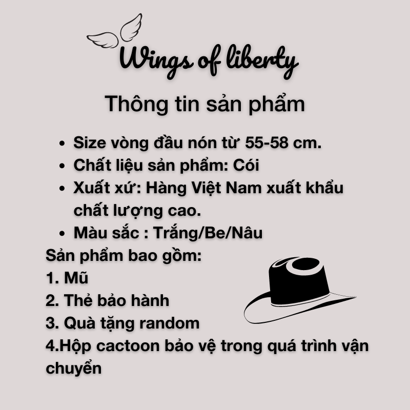 Mũ Cói Mềm Vành Tròn Có Gắn Nơ Wings07