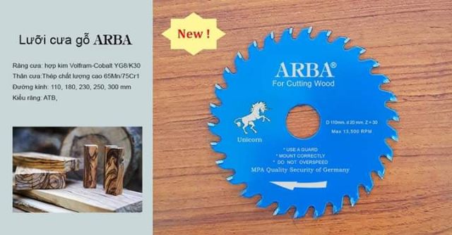 LƯỠI CẮT GỖ ARBA HÀNG CHÍNH HÃNG- ĐƯỜNG KÍNH 100MM