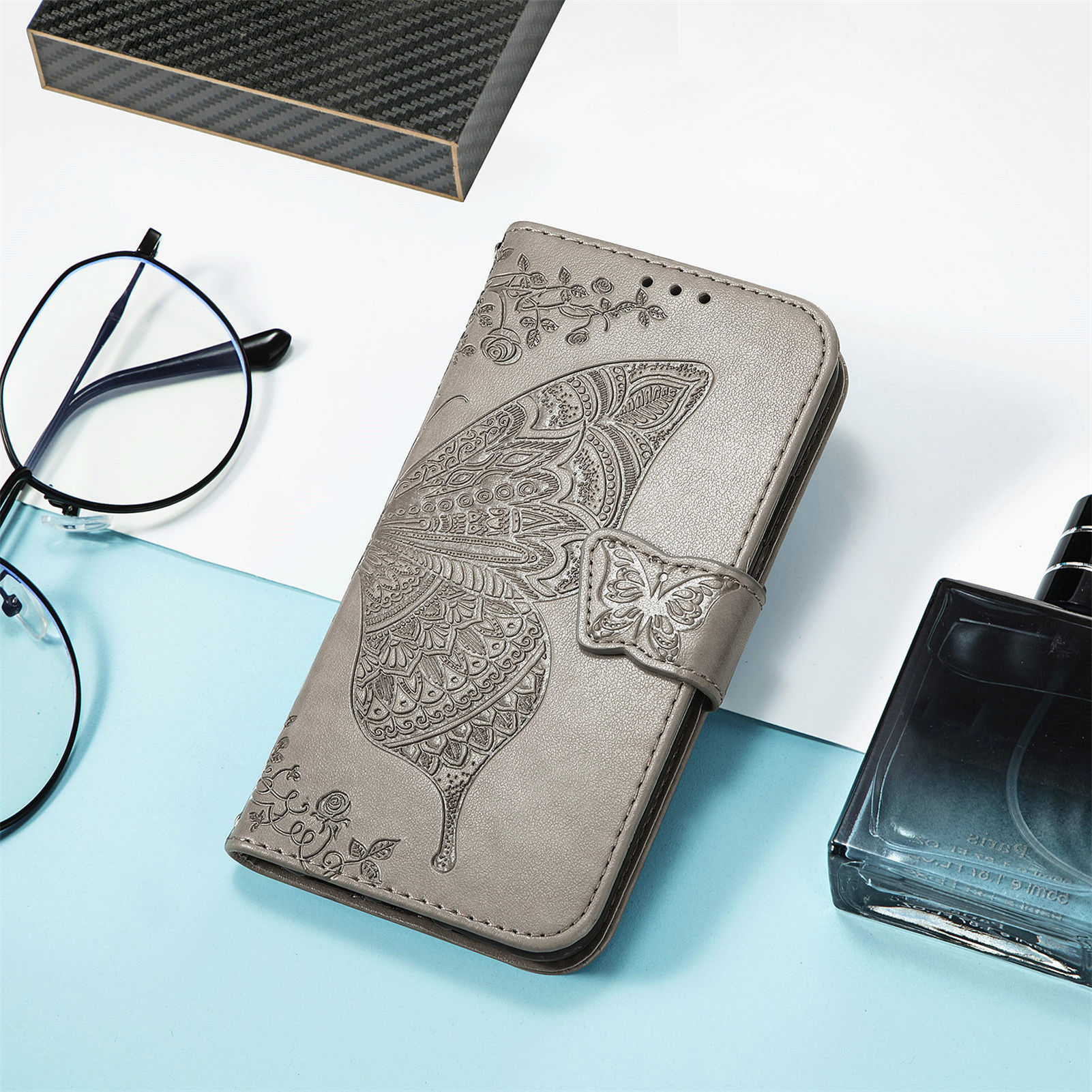 For realme gt gt 2 gt 2 pro gt 3 gt neo2 gt neo3 gt neo3t gt neo5 gt neo5 se gt neo2t gt master gt neo flash gt master explorer case leather flip wallet card holder phone cover with lanyard strap butterfly