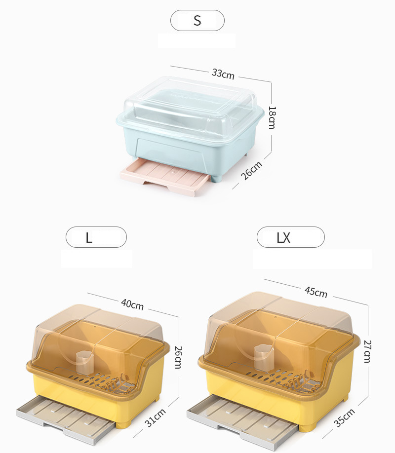 JJT [Miễn Phí Vận Chuyển]Đồ Dùng Và Bộ Đồ Ăn Lưu Trữ Hộp Hộ Gia Đình cực lớn Chống Bụi Món Ăn giá thoát nước Với Bìa Nhà Bếp ống thoát đặt dưới sàn giá thoát nước