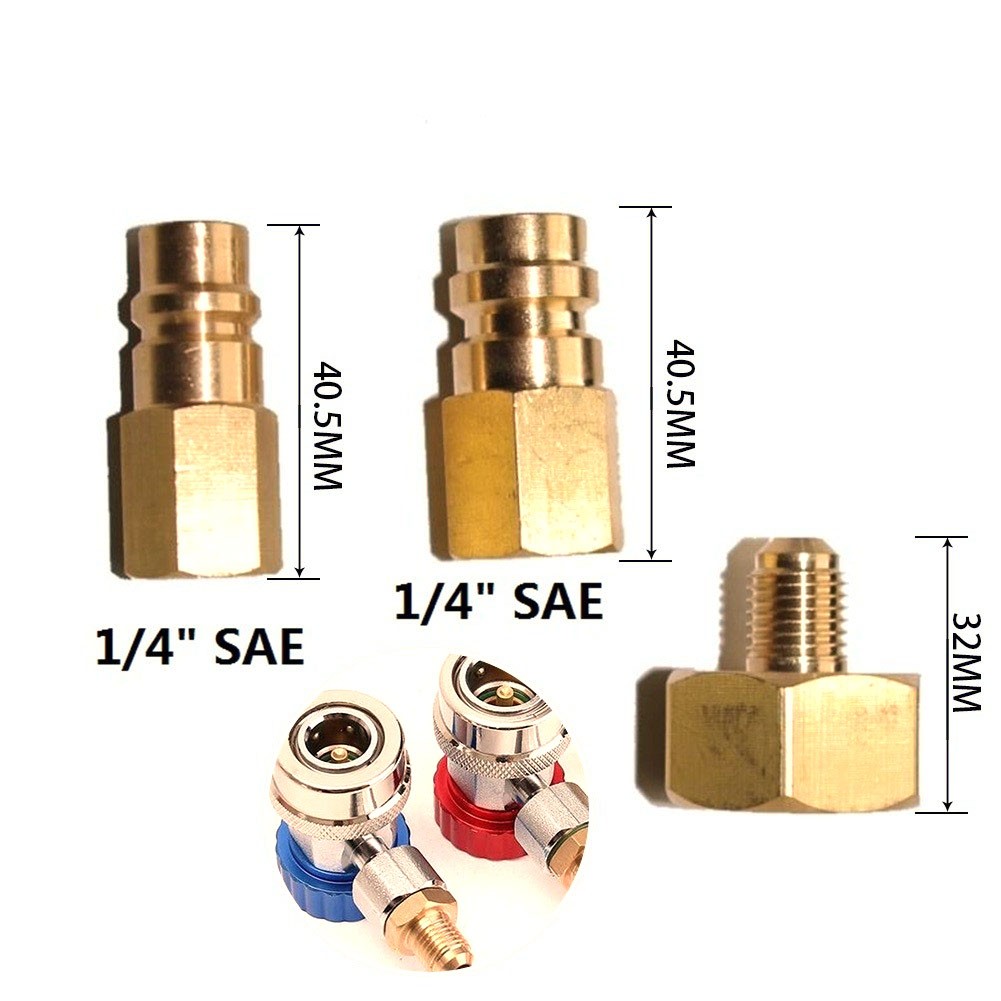 MileAuto Sturdy Brass Adapter Set for R134A 14'' SAE Efficient and Easy to Install Fast Delivery
