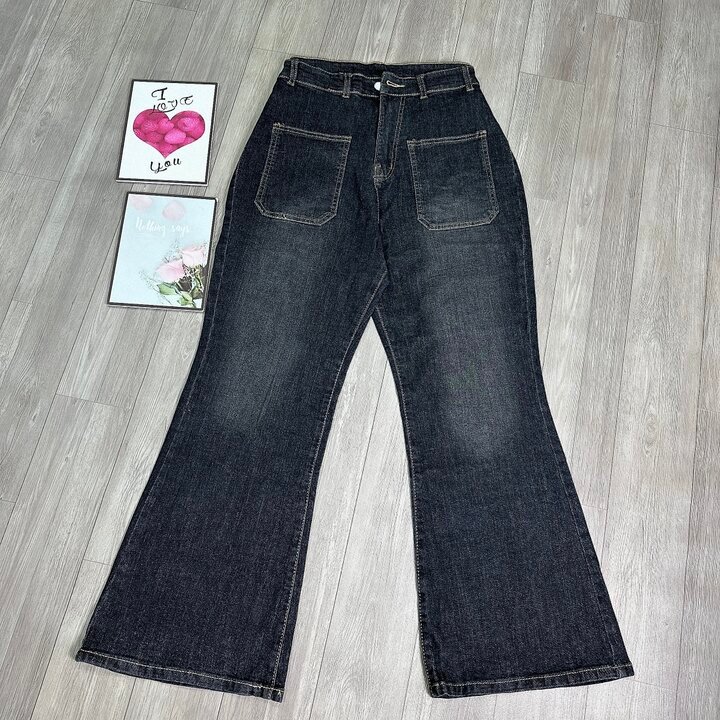 Quần jean ống loe cạp cao co giãn bigsize,quần bò ống loe quốc dân q501