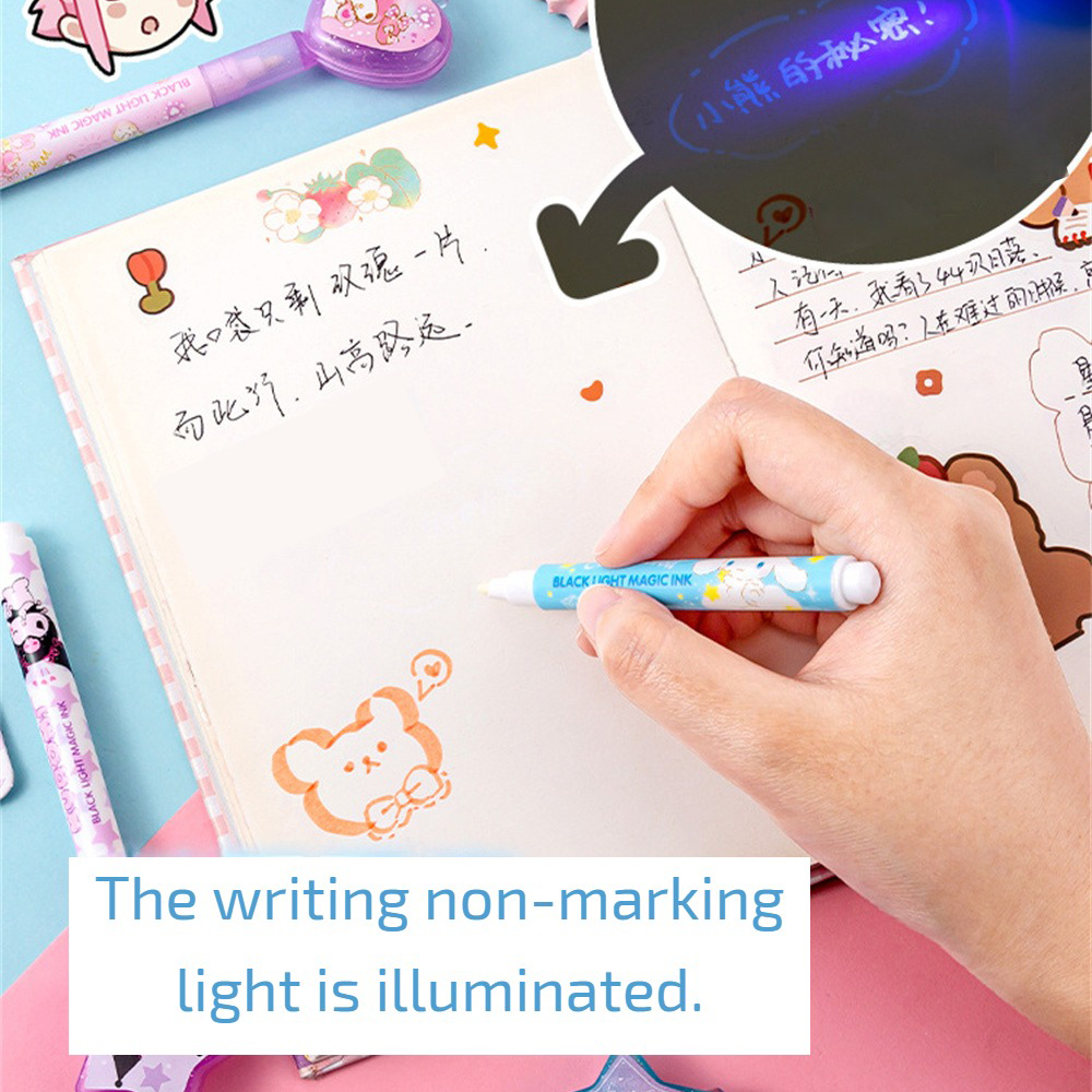 Ttmu 1 chiếc bút ánh sáng mực tàng hình đa năng, Bút Đánh Dấu ma thuật, ma thuật sáng tạo, văn phòng phẩm, Bút Đánh Dấu kuromi giai điệu cinnamoroll Bút mực nước huỳnh quang đồ dùng học tập