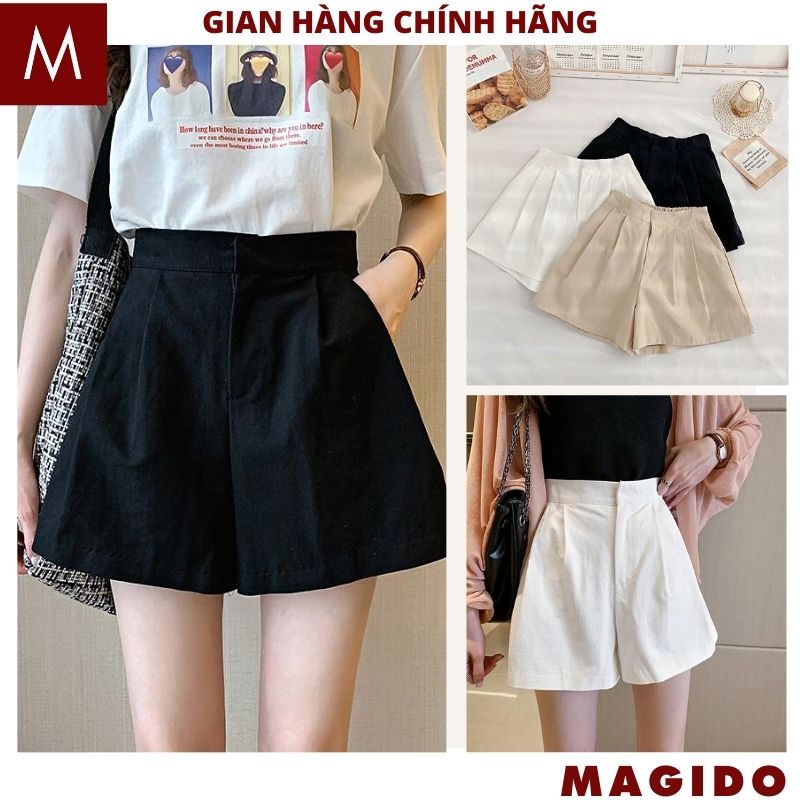 Quần short vải nữ 3 mầu -quần tây vải cạp chun , quần đùi vải , quần tây công sở kiểu dáng hàn quốc ulzzang -MAGIDO