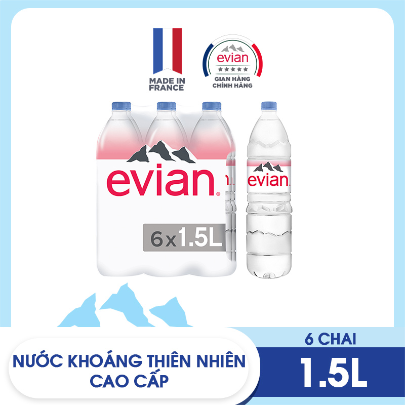 Lốc 6 chai nước khoáng thiên nhiên Evian 1.5L 1.5L x 6