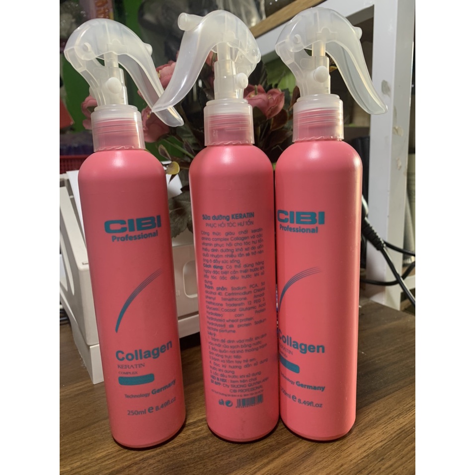 XỊT DƯỠNG TÓC KERATIN HƯƠNG NƯỚC HOA CIBI 250ML