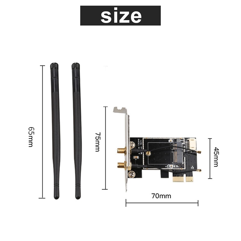 PCI-E X1 to M.2 NGFF E-Key WiFi Wireless Network Adapter Converter Card with Bluetooth for Desktop PC